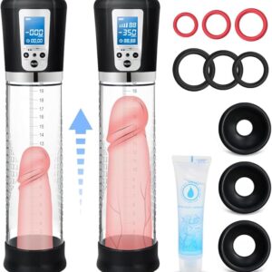 electric penis enlarge vacuum pump with 4 suction intensities, adorime rechargeable automatic high vacuum penis enlargement extend pump, air pressure device black